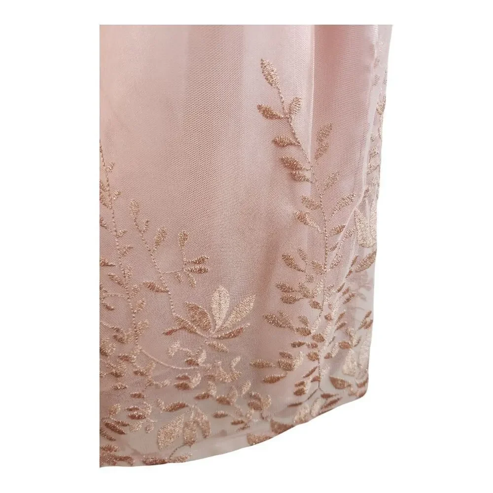 Tahari Arthur S. Levine ASL dress sz 14 pink metallic embroider sheer lined - Picture 9 of 16